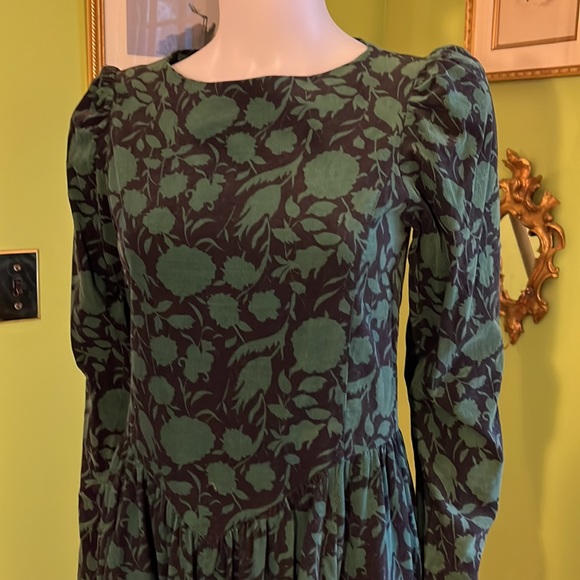 Laura Ashley vintage 80s baby cord puffed sleeve dress - Picture 2 of 9